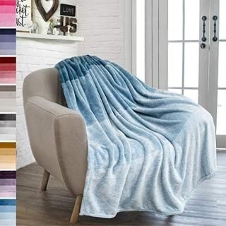 PAVILIA Flannel Fleece Ombre Throw Blanket for Couch  Soft Cozy Microfiber Couch