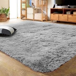 1.2m x 1.6m Grey - LOCHAS Ultra Soft Indoor Modern Area Rugs Fluffy Living Room 
