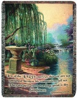 Manual Thomas Kinkade 50 x 60-Inch Tapestry Throw with Verse Hour of Prayer