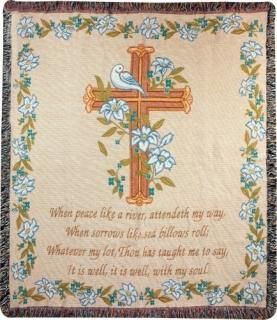 Manual Inspirational Collection Tapestry Throw with Verse It Is Well With 50 X 6