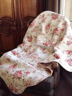 Romantic Cottage Peachy Pink Peony Shabby Chic Chintz Floral Stripe Cotton D?cor