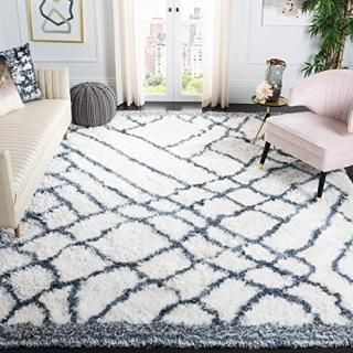 Safavieh Toronto Shag Collection SGT722K Ivory and Blue Handmade Area Rug 8' x 1