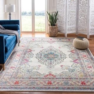 Safavieh Evoke Collection EVK250A Cream and Fuchsia 9' x 12' Area Rug