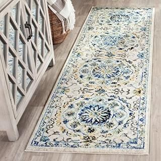Safavieh Evoke 0.6m X 2.1m Power Loomed Rug in Ivory and Blue
