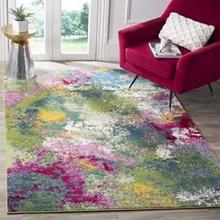 Safavieh Watercolor Collection WTC697C Colorful Boho Abstract Non-Shedding Stain