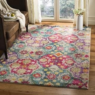 Safavieh Monaco Collection MNC248R Boho Floral Distressed Non-Shedding Stain Res
