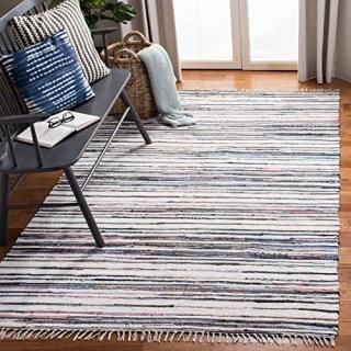 Safavieh Rag Rug Collection RAR126Q Handmade Boho Stripe Cotton Area Rug 6' x 9'