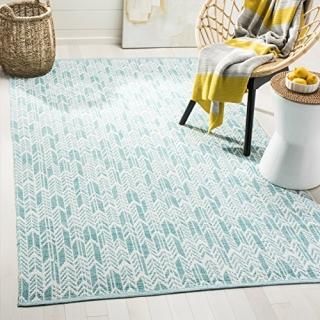 Safavieh Montauk Collection MTK609H Handmade Cotton Area Rug 8' x 10' Aqua / Ivo