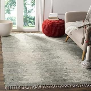 Safavieh Montauk Collection MTK718A Handmade Fringe Cotton Area Rug 5' x 8' Grey