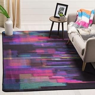 Safavieh Daytona Collection DAY103F Modern Area Rug 3' x 5' Black / Fuchsia