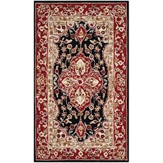 Safavieh Easy Care Collection EZC718B Hand-Hooked Area Rug 3' x 5' Black / Red