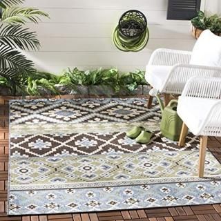 Safavieh Veranda Collection VER097 Boho Indoor/ Outdoor Non-Shedding Easy Cleani