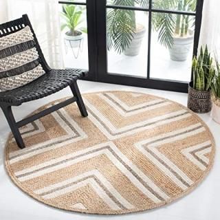 Safavieh Natural Fiber Collection NF886A Geometric Jute Area Rug 6' x 6' Round I