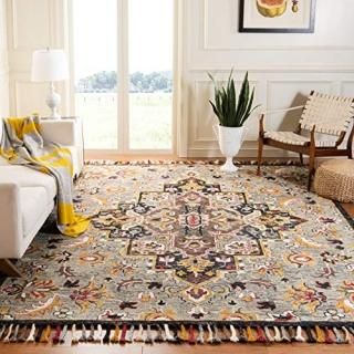 Safavieh Aspen Collection APN207F Handmade Boho Braided Tassel Wool Area Rug 5' 