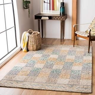 Safavieh Aspen Collection APN291M Handmade Boho Wool Area Rug 6' x 9' Blue / Gol