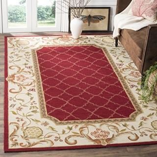 Safavieh Easy Care Collection EZC753C Hand-Hooked Area Rug 4' x 6' Burgundy / Iv