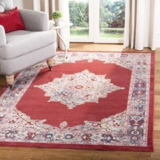 Safavieh Merlot Collection MER312Q Medallion Distressed Area Rug 8' x 10' Red / 