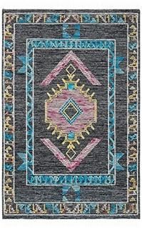 Safavieh Kilim Collection KLM524Z Handmade Boho Tribal Wool Area Rug 5' x 8' Bla