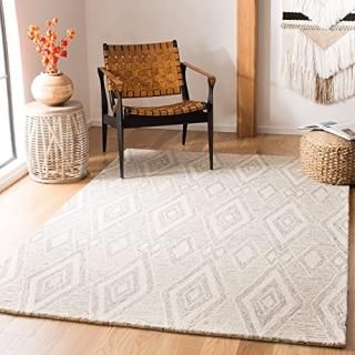 Safavieh Micro-Loop Collection MLP651W Handmade Premium Wool Area Rug 5' x 8' Sa