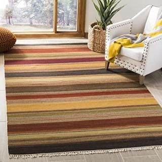 Safavieh Striped Kilim Collection STK315A Handmade Flatweave Wool Area Rug 5' x 