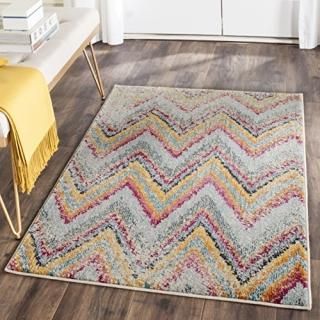 Safavieh Monaco Collection MNC220F Boho Chevron Distressed Non-Shedding Stain Re