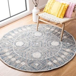 Safavieh Micro-Loop Collection MLP639A Handmade Premium Wool Area Rug 5' x 5' Ro