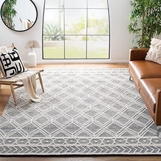 Safavieh Natura Collection NAT478A Handmade Wool Area Rug 8' x 10' Ivory / Black