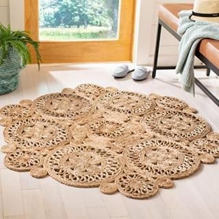 Safavieh Natural Fiber Round Collection NFB238A Handmade Boho Country Charm Jute