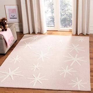 Safavieh Kids Collection SFK908P Handmade Starbursts Wool Area Rug 3' x 5' Pink 
