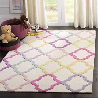 Safavieh Kids Collection SFK102A Handmade Trellis Wool Area Rug 3' x 5' Ivory / 