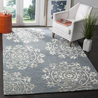 Safavieh Bella Collection BEL914A Blue Premium Wool & Viscose Square Area Rug 5'