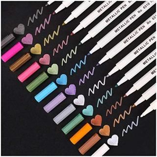 12 Piece Fine Tip - Dyvicl Metallic Markers Paint Marker Pens - Metallic Marker 