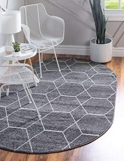 Unique Loom Trellis Frieze Collection Lattice Moroccan Geometric Modern Oval Rug