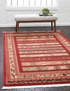 Unique Loom Fars Collection Tribal Modern Casual Area Rug 8 x 10 Feet Rust Red/B