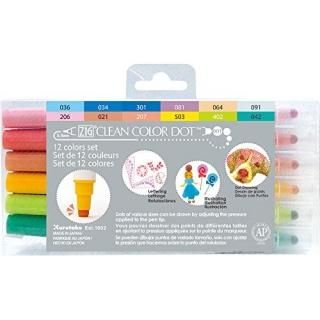 Kuretake Zig Clean Color DOT 12 Colors Set Dual tip for journaling Crafts illust