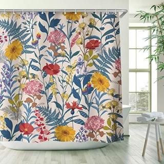 Shower Curtains Floral Shower Curtains Set with 12 Hooks Waterproof Fabric Bathr