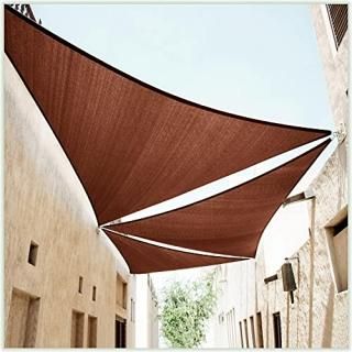 ColourTree 16' x 16' x 16' Brown Sun Shade Sail Triangle Canopy Awning Shelter F