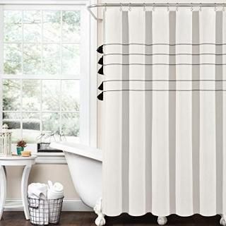 Lush Decor Farmhouse Boho Stripe Woven Tassel Yarn Dyed Cotton Shower Curtain 72