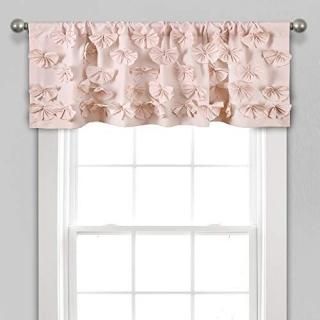 Lush Decor Blush Riley Valance Textured Bow Tie Window Kitchen Curtain Single 18