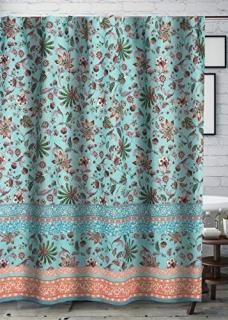 Greenland Home Barefoot Bungalow Audrey Shower Curtain 72 x 72-inch Turquoise