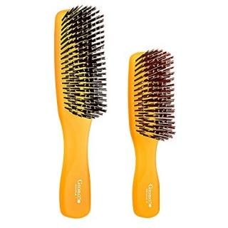 Giorgio GION1-2O Neon Orange Set of 2 Gentle Touch Detangler Hair Brush for Men 