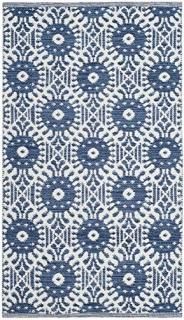 Safavieh Montauk Collection MTK612C Handmade Cotton Runner 2'3 x 7'  Navy / Ivor