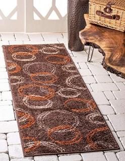Unique Loom Autumn Collection Modern Circles Warm Toned Runner Rug 2 Feet 6 Inch