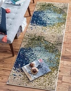 Unique Loom Estrella Collection Colorful Abstract Runner Rug 2 Feet 7 Inch x 10 