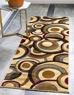 Unique Loom Barista Collection Modern Circles Contemporary Runner Rug 2 Feet 2 I