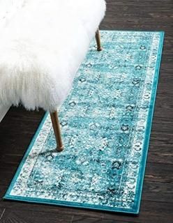 Unique Loom Imperial Istanbul Collection Blue Runner 2' x 6' 2 x 6 Feet Turquois