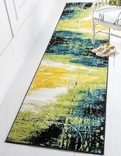 Unique Loom Lyon Collection Modern Abstract Runner Rug 2 Feet 7 Inch x 10 Feet L