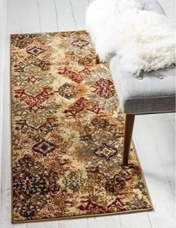 Unique Loom Barista Collection Distressed Damask Modern Vintage Rug_COF014 2' 2 