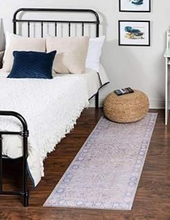 Unique Loom Revival Collection Traditional Medallion Border Beige/Violet Runner 