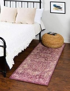 Unique Loom Isabella Collection Distressed Botanical Purple Runner Rug 2' 7 x 10